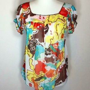 Boston Proper Sheer Flowy Top w/Sparkles